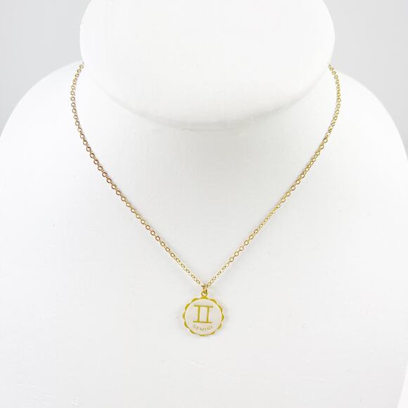 Gemini pendant necklace SKINNY by Jessica Elliot gold tone - Picture 1 of 5
